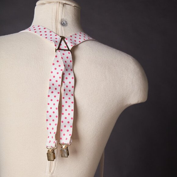 Vintage 1970s Pink Polka Dot Suspenders
